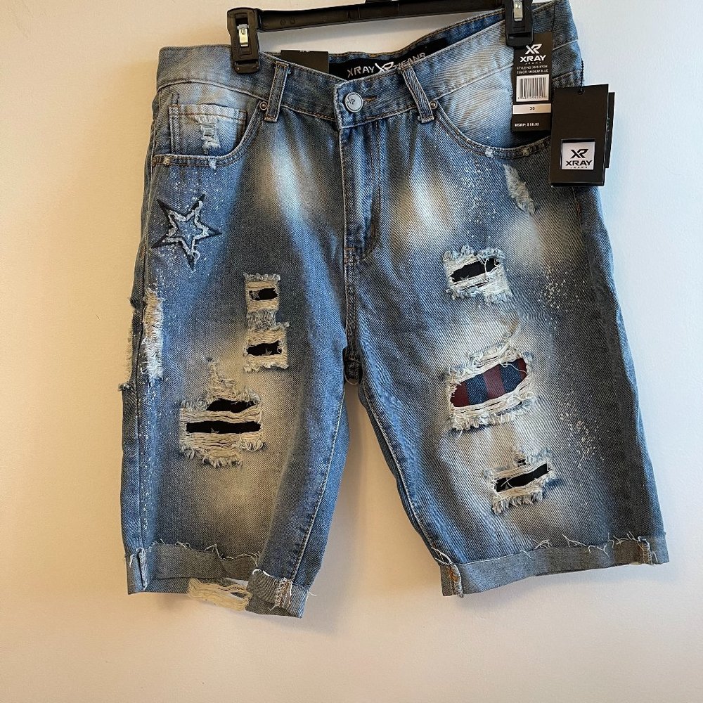 Brand New Xray Distress Jean Mens Shorts Size 36
